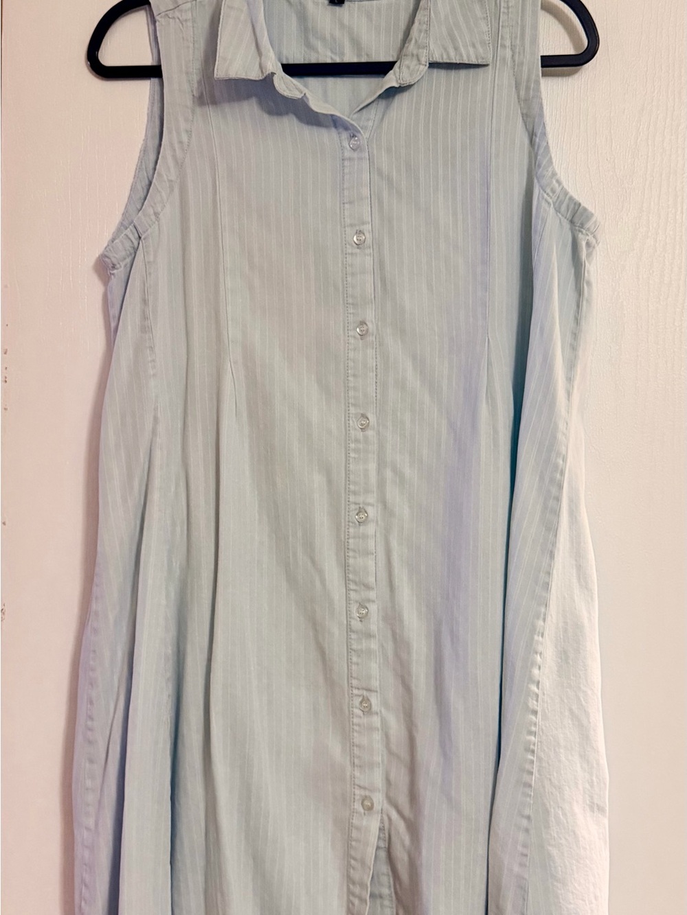 Velvet Heart Light Blue Striped Sleeveless Button-Down Top